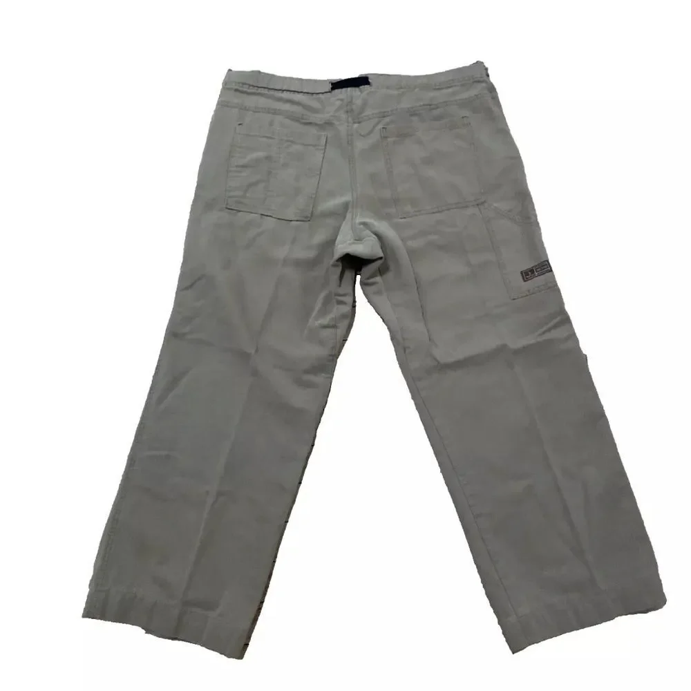 PRANA Brown Twill Carpenter Pants Mens XL Made USA Wide Belted Outdoor 38x28